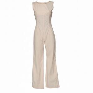 Chanel Sleeveless Cotton Silk Blush Jumpsuit Beige 36